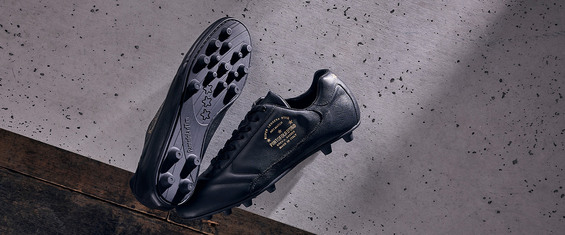 Pantofola d'Oro ブラックサッカーシューズ Pantofola d oro Del Duca Vitello SG サッカーシューズ 黒| Goalinn