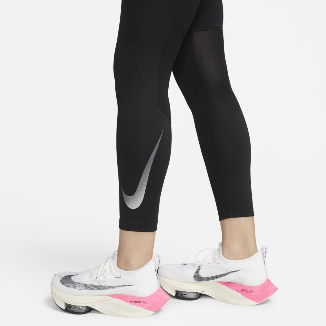 Nike Womens Fast Mid-Rise Leggings - Black/Reflective Silv - Womens ...