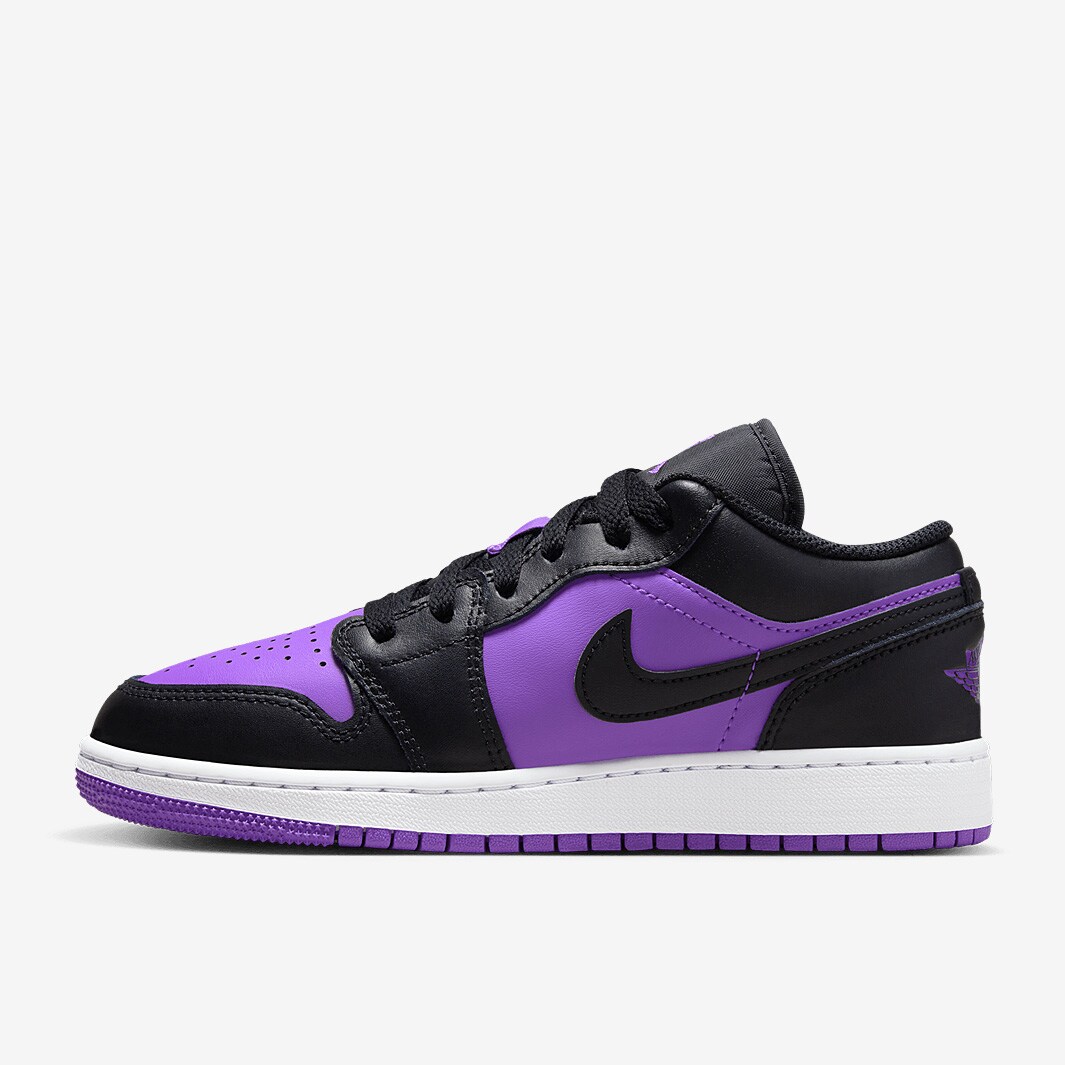 Air Jordan 1 Low Older Kids GS Purple Venom Black White Boys Shoes Pro Direct Basketball