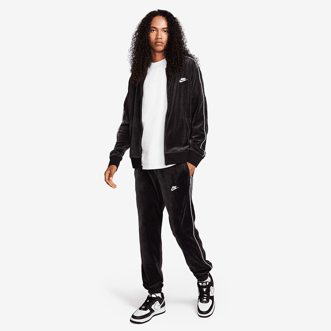 Nike Sportswear Club Velour Jacket - Black/White - Tops - Mens