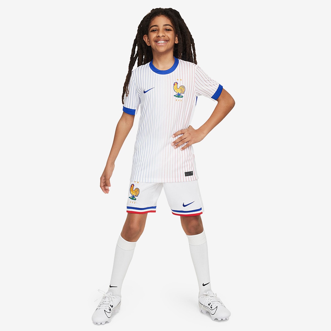 Nike France 2024 Kids Dri-FIT Stadium SS Away Shirt - White/Bright
