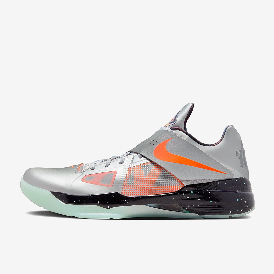 Nike KD 4 Metallic Silver Total Orange Dark Grey Trainers Mens Shoes Pro Direct Basketball