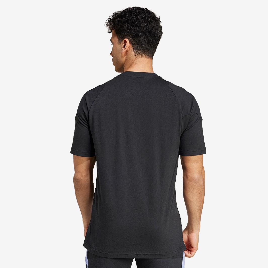 adidas All Black Cotton Tee - All Black/Blue Spark - Mens