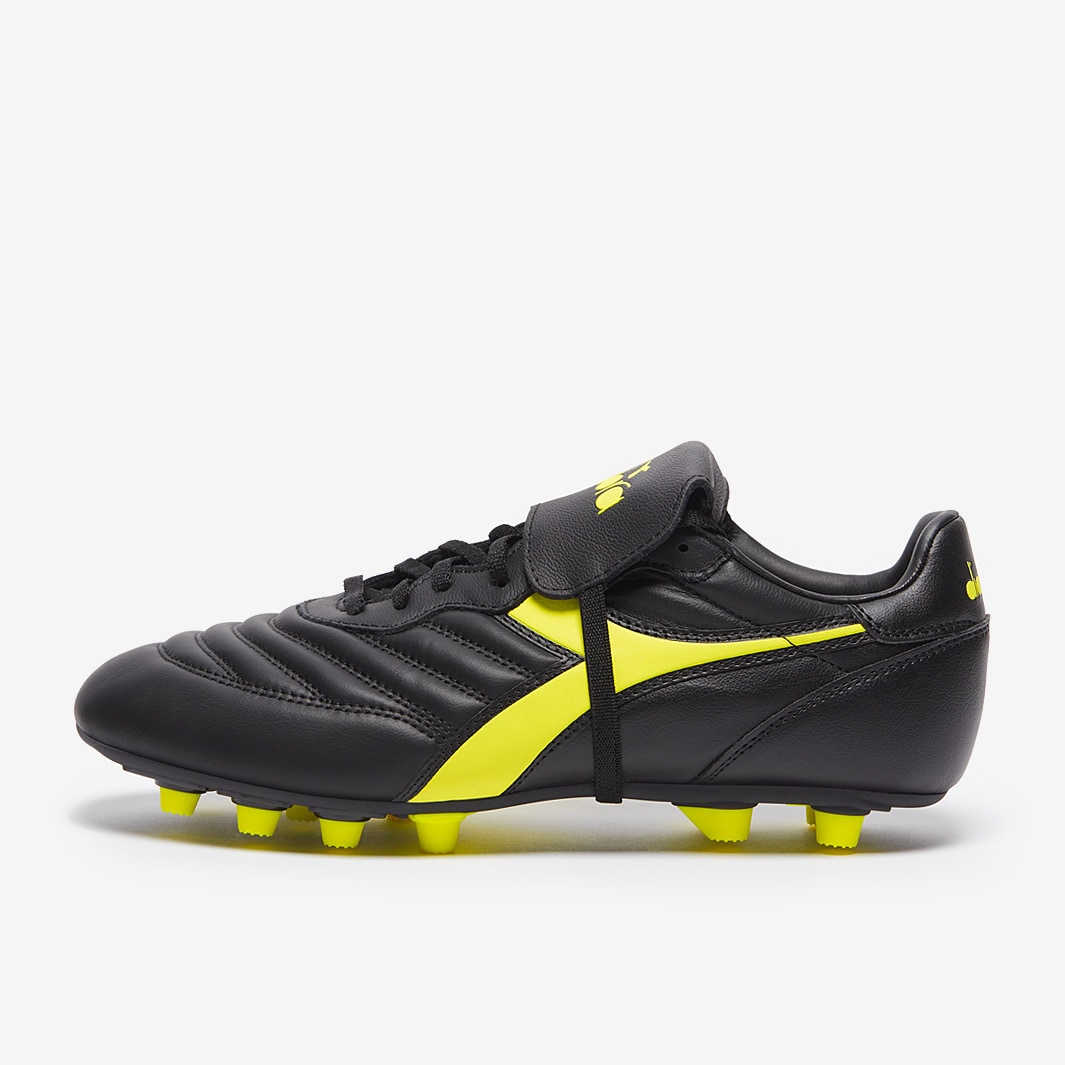 Diadora Brasil Classico Firm Ground - Black/Fluo Yellow - Adult