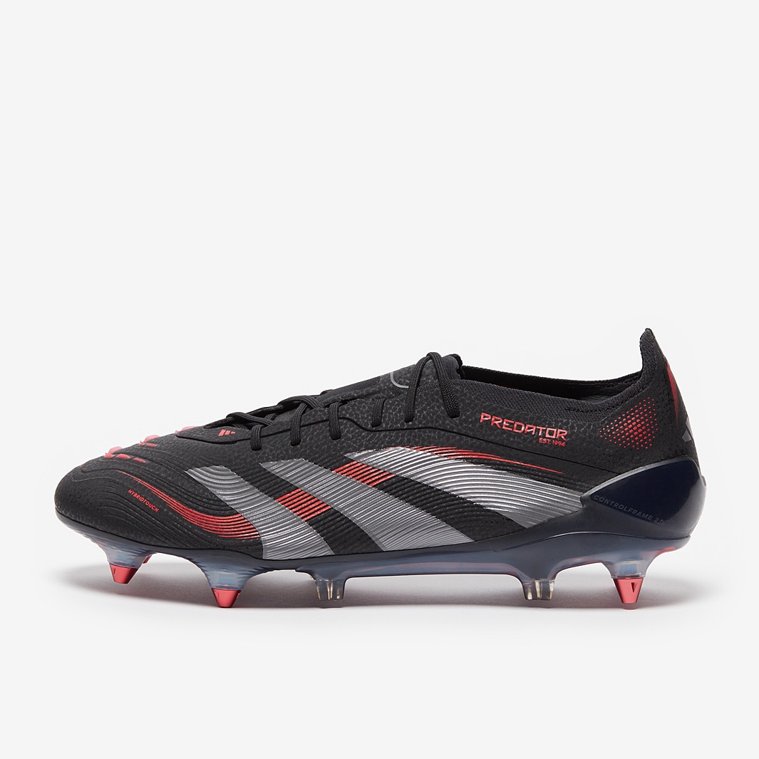 adidas Predator Elite SG - Nero/Grigio 4/Rosso Lucido - Scarpe
