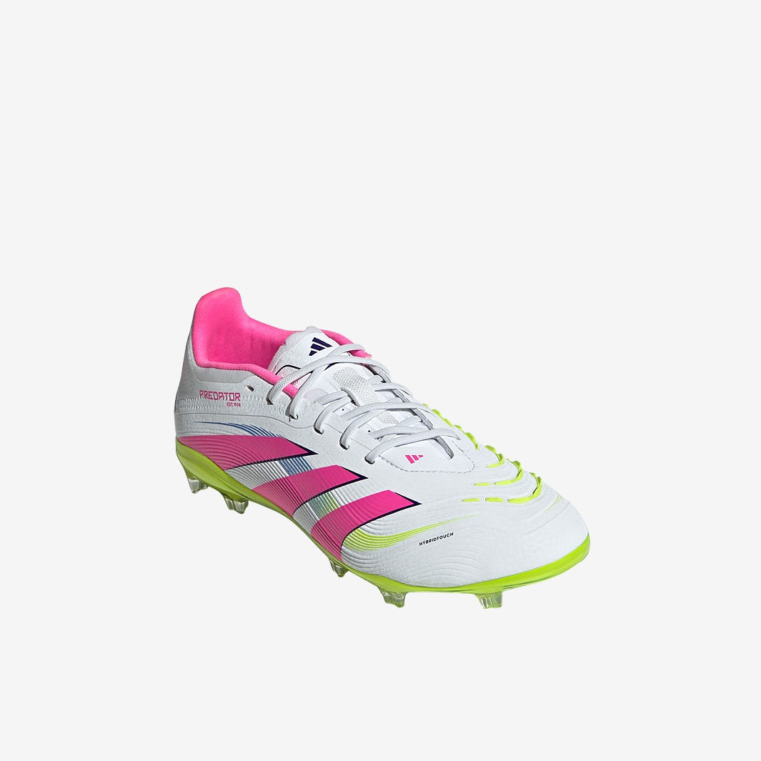 adidas Kids Predator Elite Firm Ground - White/Lucid Pink