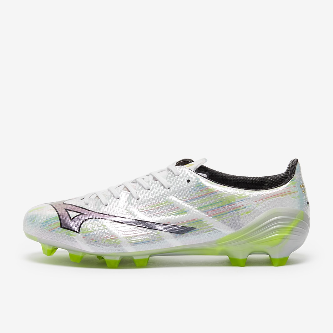Mizuno Alpha II Elite Firm Ground - White/Silver Iridiscent