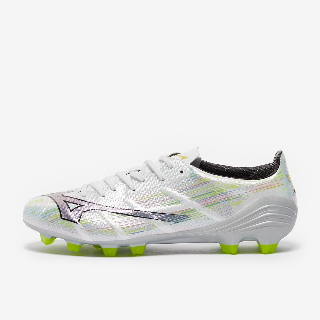 Mizuno Alpha II Pro Firm Ground - White/Silver Iridiscent