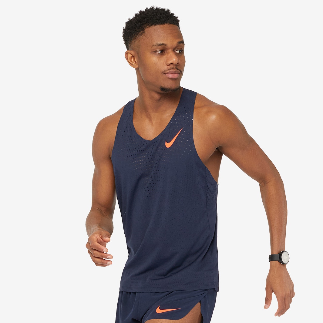 Nike Dri-FIT ADV Aeroswift Singlet - Obsidian/Bright Crimson