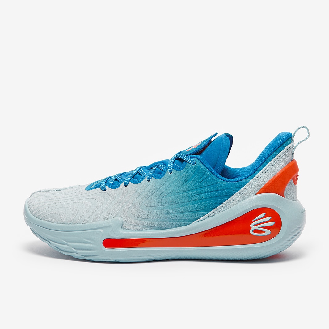 orange and navy blue basketball shoes