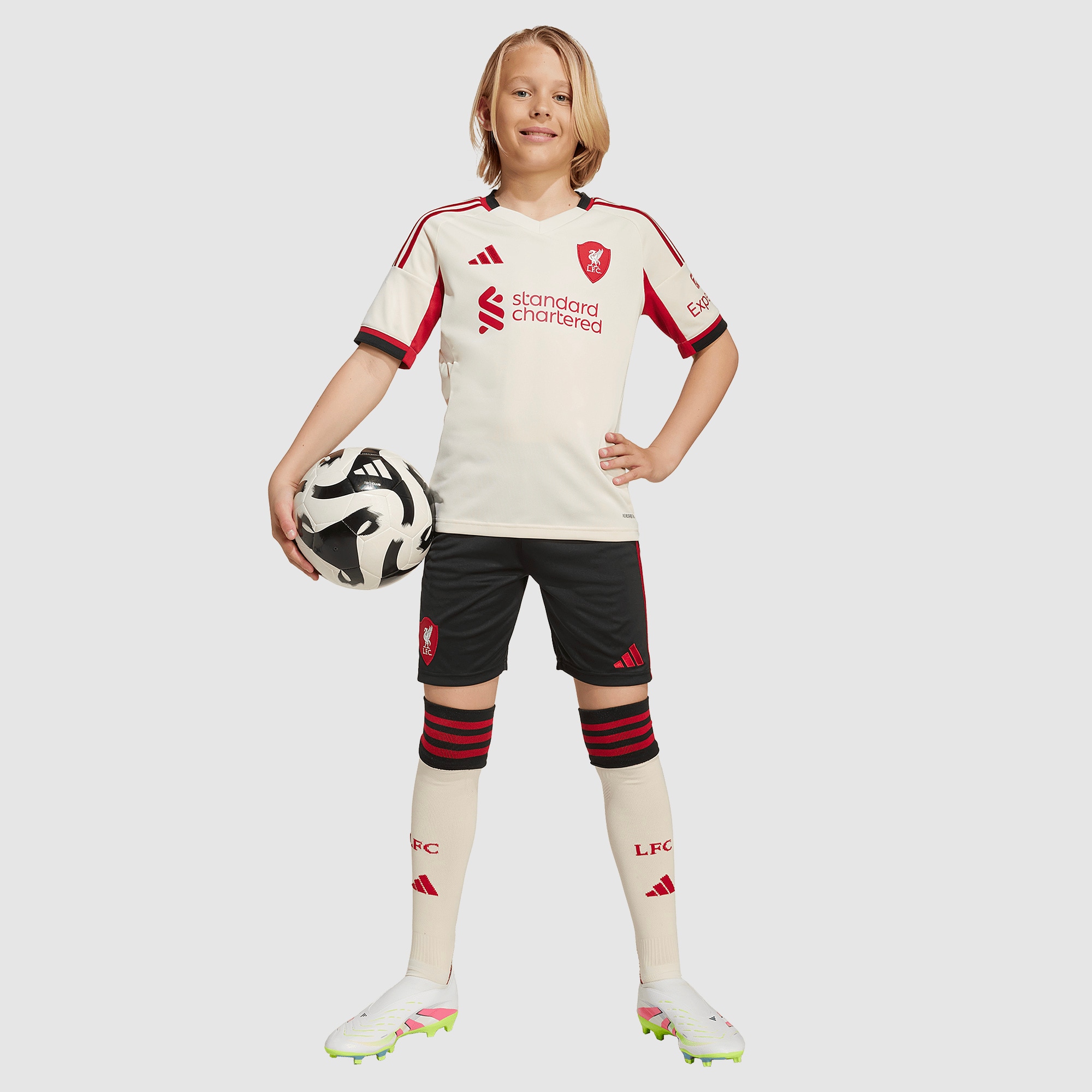 adidas Liverpool 25/26 Kids Away Shirt - Wonder White - Boys