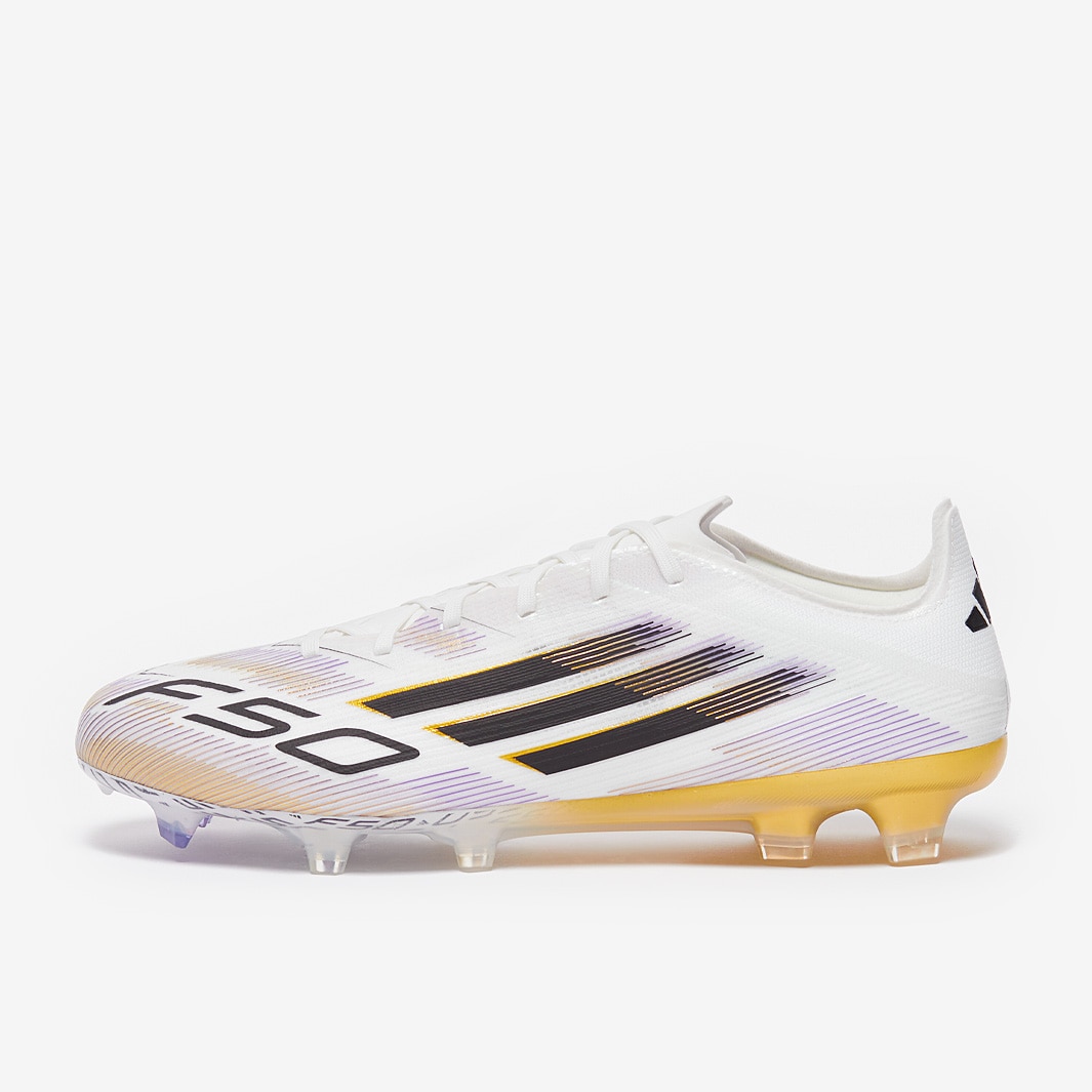 adidas F50 Pro Firm Ground - White/Core Black/Met Gold - Adult