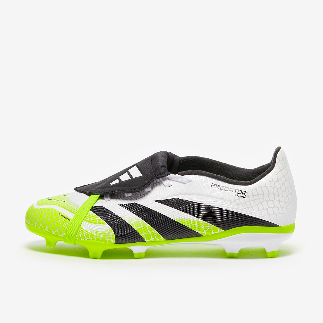 adidas Predator サッカーシューズ ホワイト/ブラック/ライム adidas Kids Predator League Tongue Firm Ground/Mixed Ground