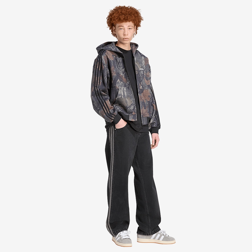 adidas Originals Camo Hooded Full Zip Hoodie Black Tops Mens