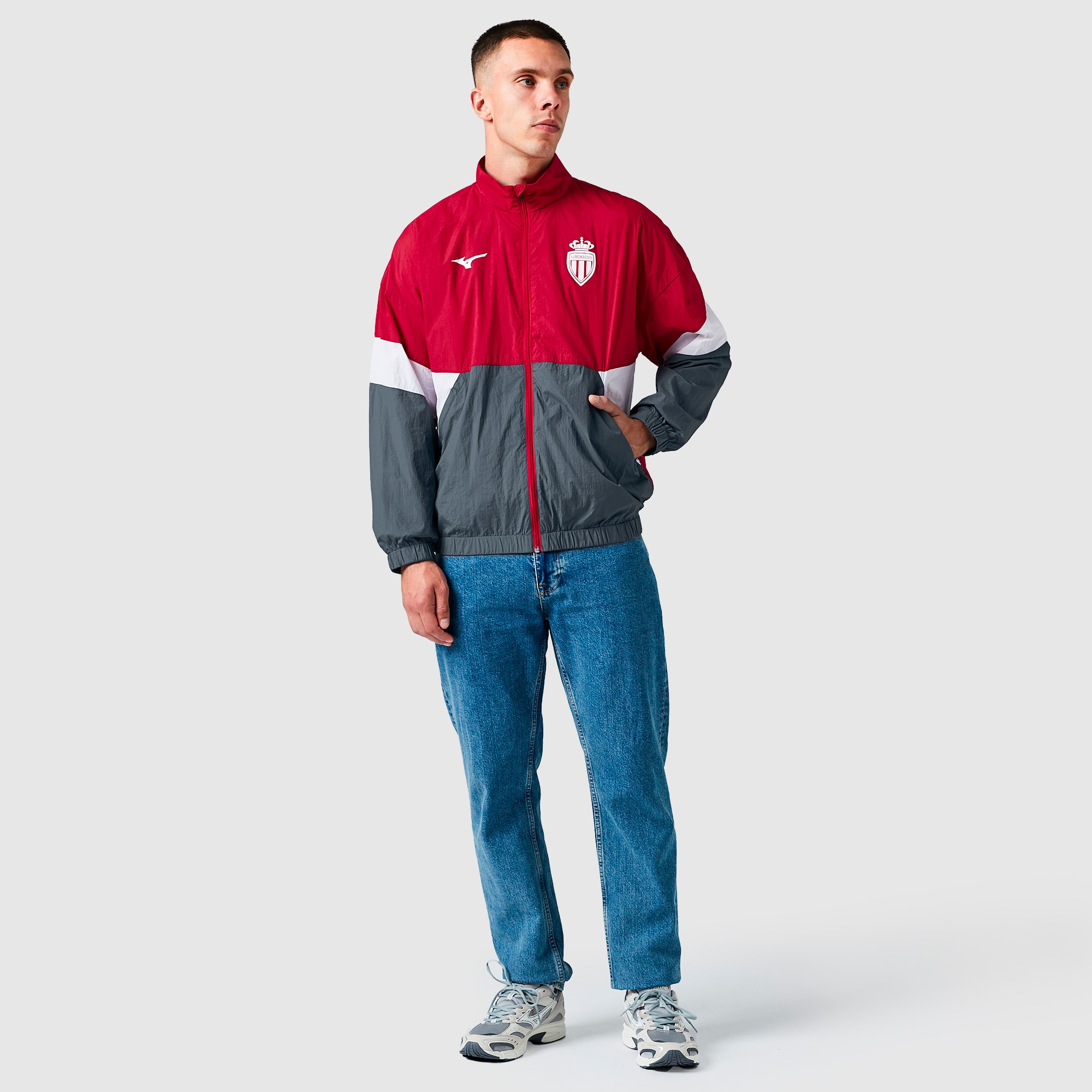 Mizuno Monaco 25/26 Pre-Match Retro Woven Jacket - Tango Red