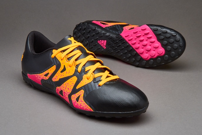 adidas X 15.4 -Zapatillas fútbol-Césped sintético-Negro Core-Rosa-Dorado | Pro:Direct Soccer