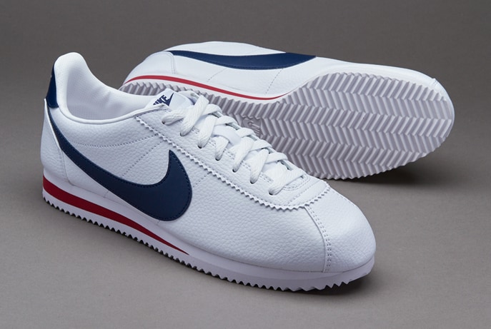 Mens Shoes - Nike Classic Cortez Leather - White / Midnight Navy-Gym Red 749571-146