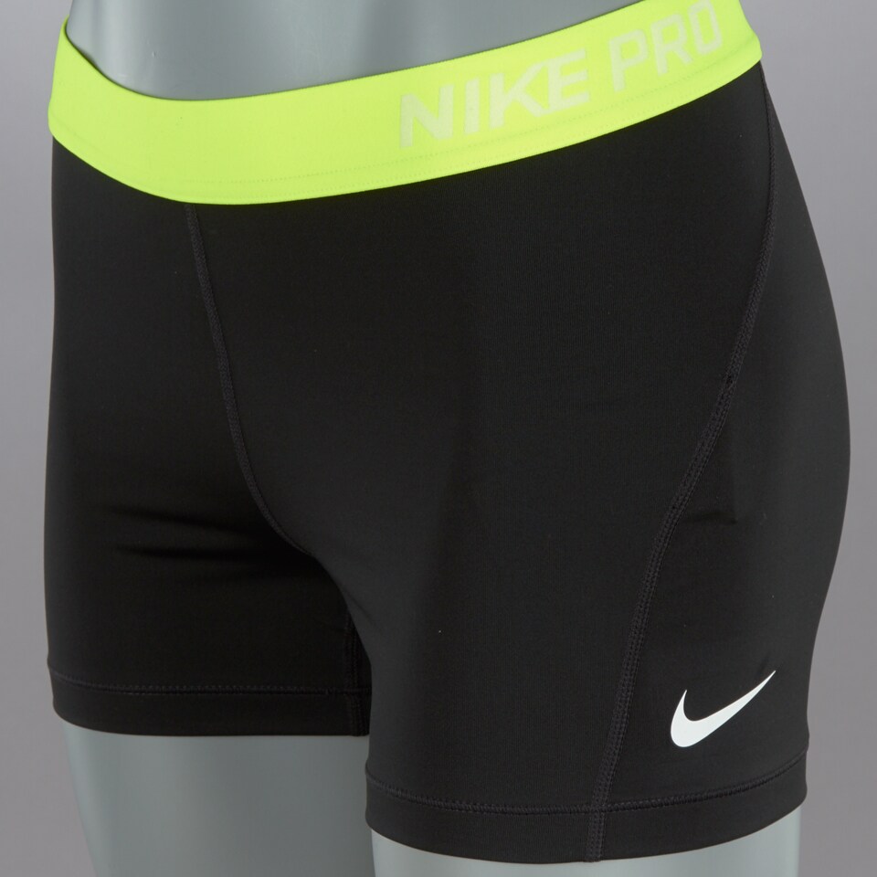 Nike Womens Pro 3 Inch Cool Shorts Womens Clothing Blackvoltwhite 6297