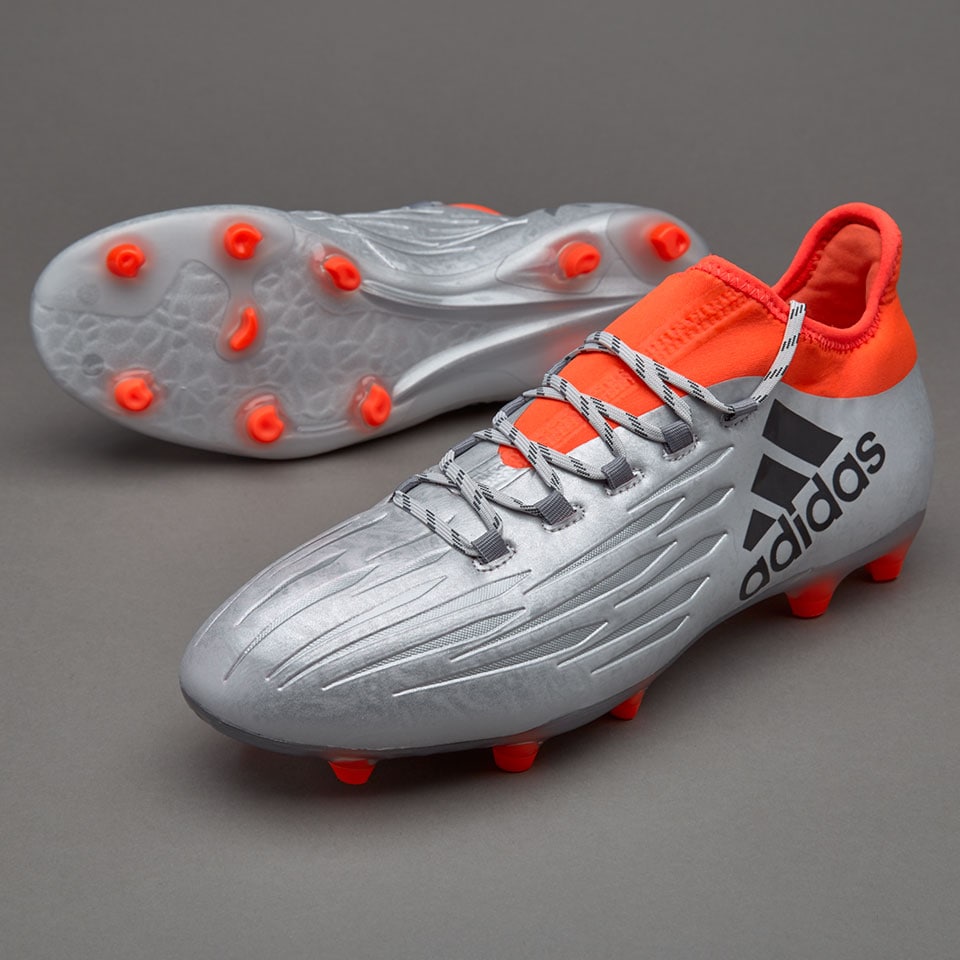 adidas X FG/AG - Mens Soccer Cleats - Firm Ground - Silver Metallic/Core Black/Solar Red