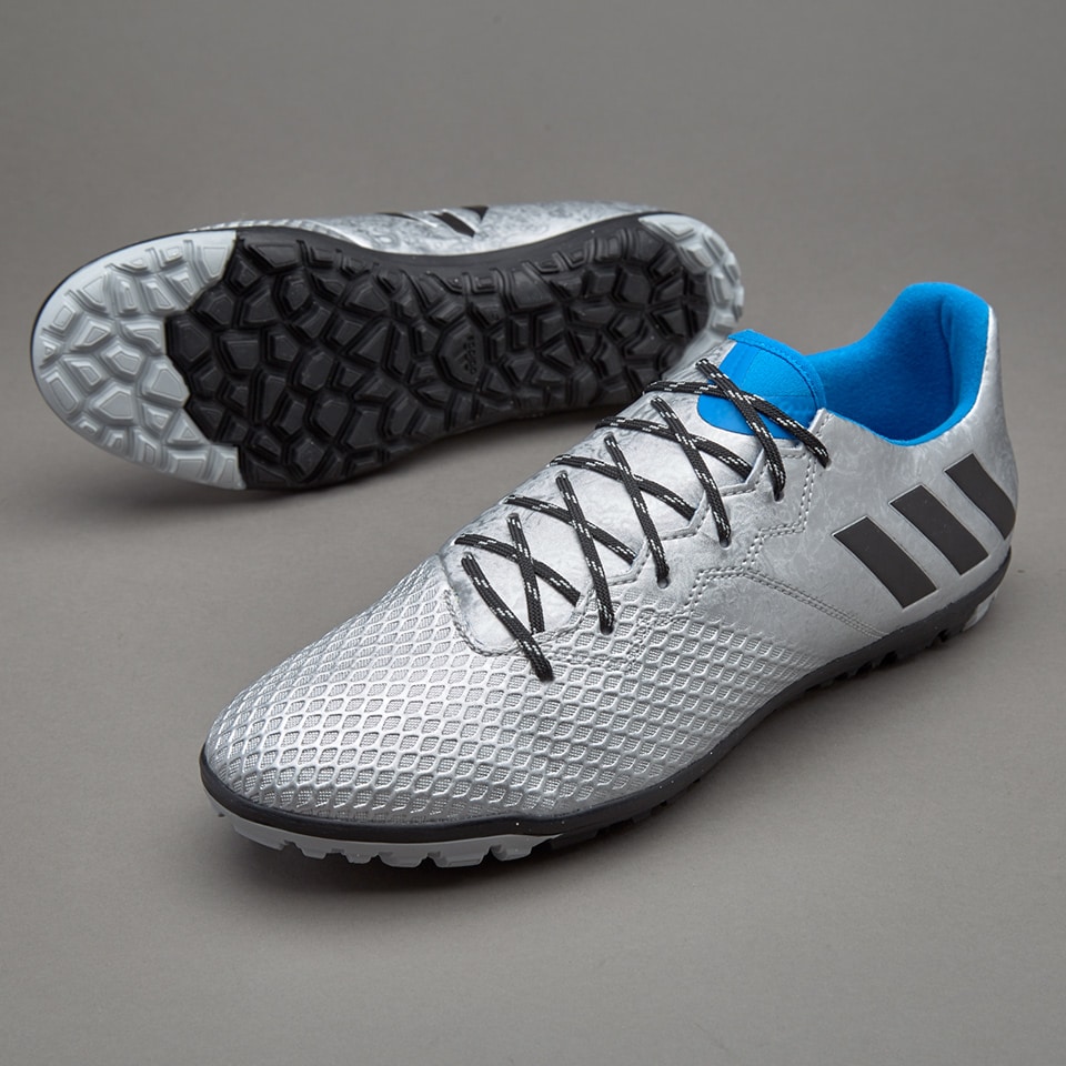 adidas Messi TF-Zapatillas fútbol-Plateado metalizado/Negro/Azul Pro:Direct Soccer