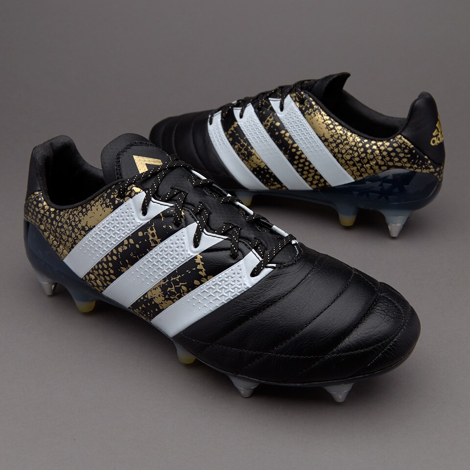 adidas ACE 16.1 SG - Mens Boots Soft Ground - Black/White/Gold Metallic | Pro:Direct