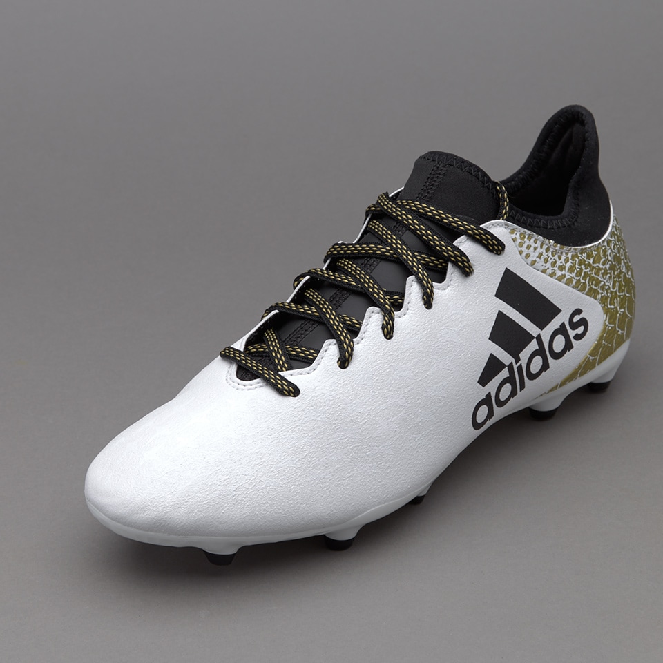 Nat Gronden keuken adidas X 16.3 FG/AG - Mens Soccer Cleats - Firm Ground - White/Core  Black/Gold Metallic 