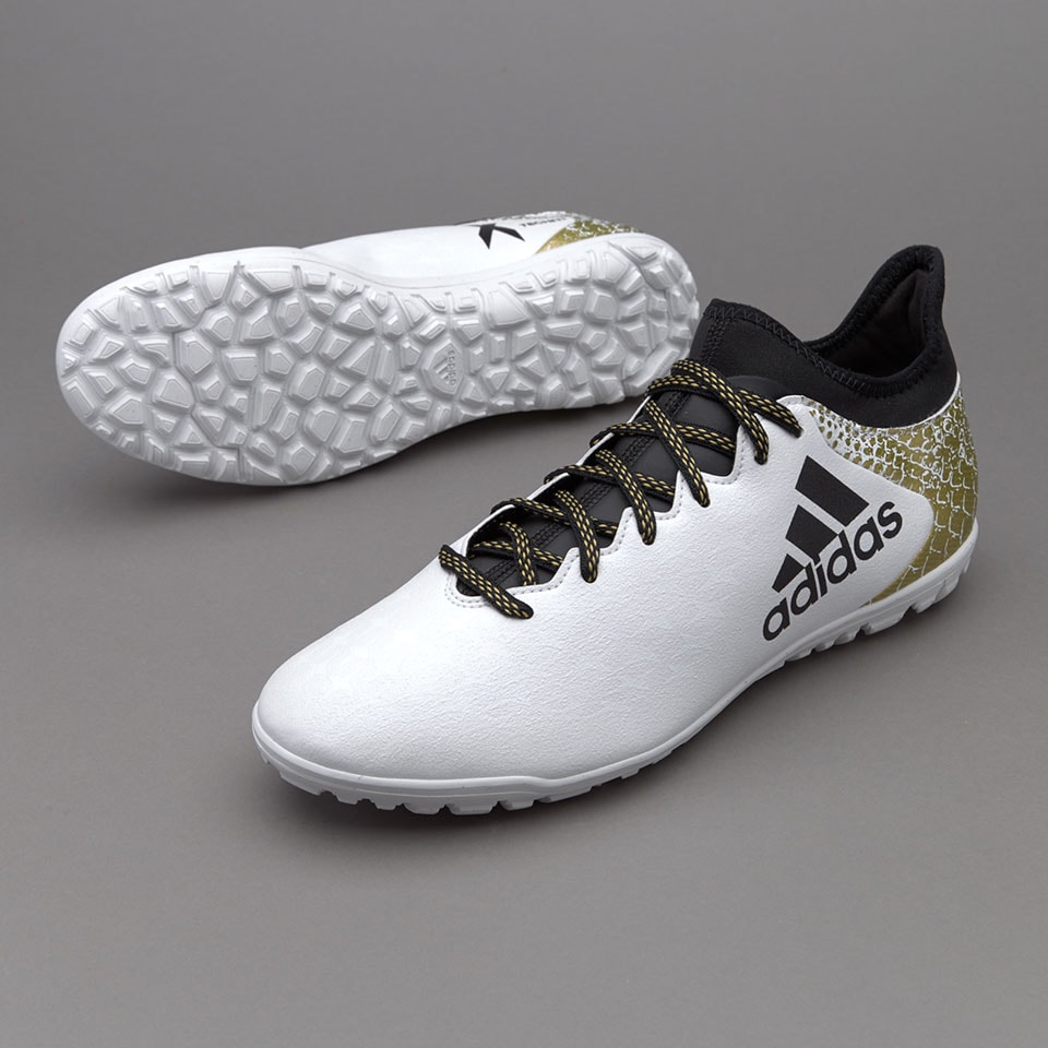 Naar behoren Uitdrukkelijk Het koud krijgen adidas X 16.3 TF - Mens Soccer Cleats - Turf Trainer - White/Core  Black/Gold Metallic 