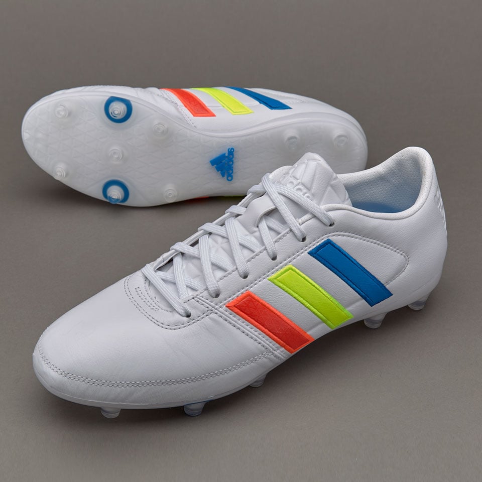 adidas Gloro FG - Botas de futbol-terrenos firmes-Blanco/Amarillo solar/Azul | Pro:Direct Soccer