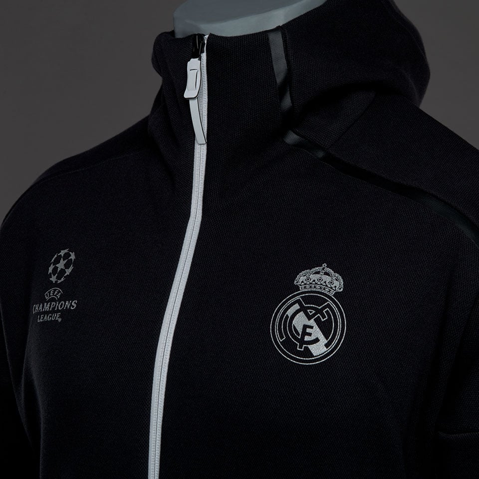 Chaqueta adidas Real 16/17 UCL -Equipaciones oficiales de futbol-Negro/Blanco | Soccer