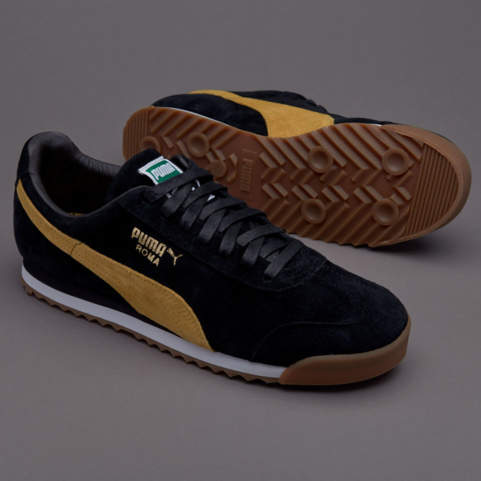 Puma roma black and yellow hotsell