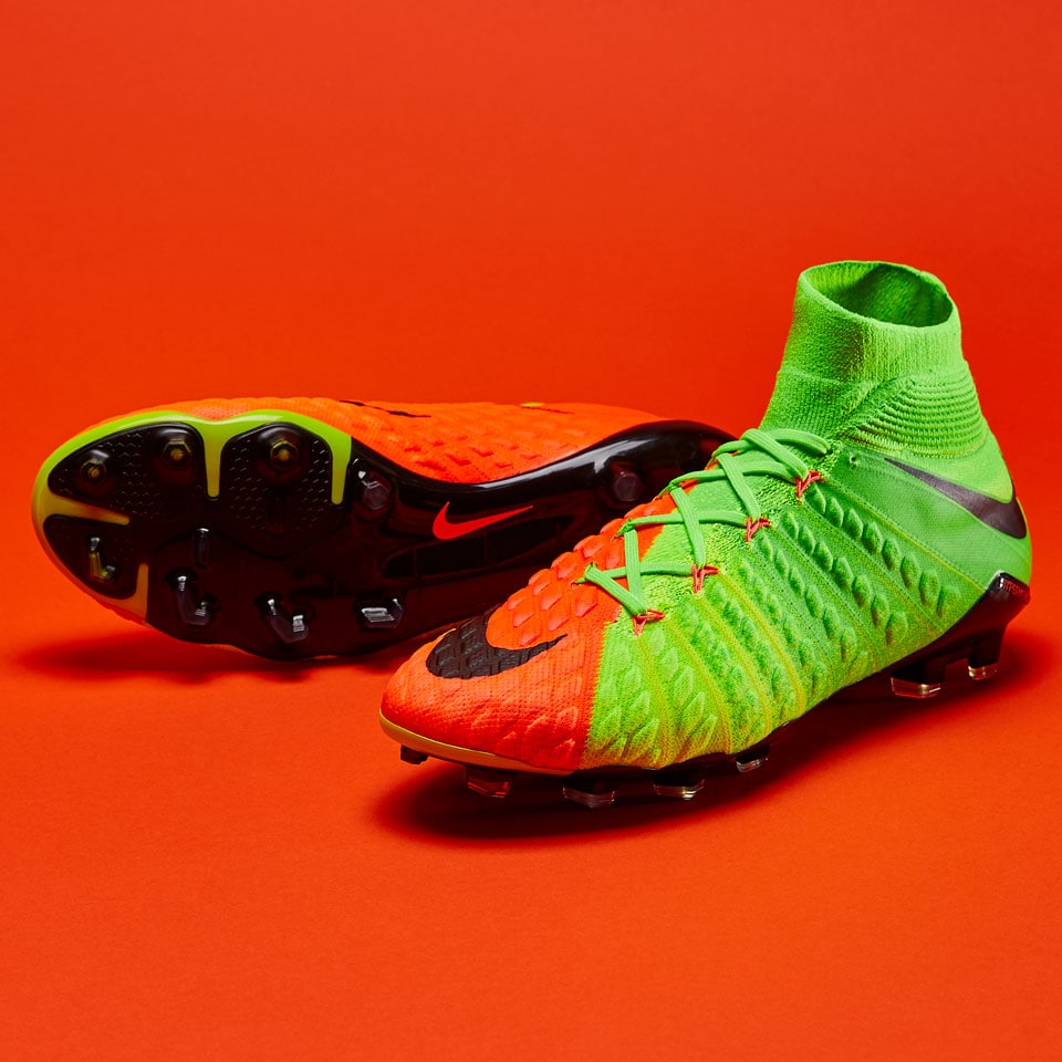 de futbol-Nike Hypervenom Phantom III DF FG - Verde eléctrio/Negro/Hyper Naranja | Pro:Direct Soccer