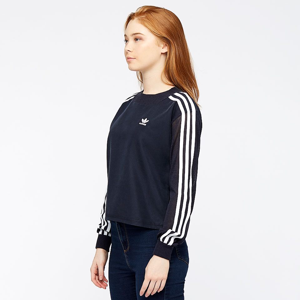 Womens Clothing - adidas Originals Womens 3Stripe Sweater - Legend Ink ...