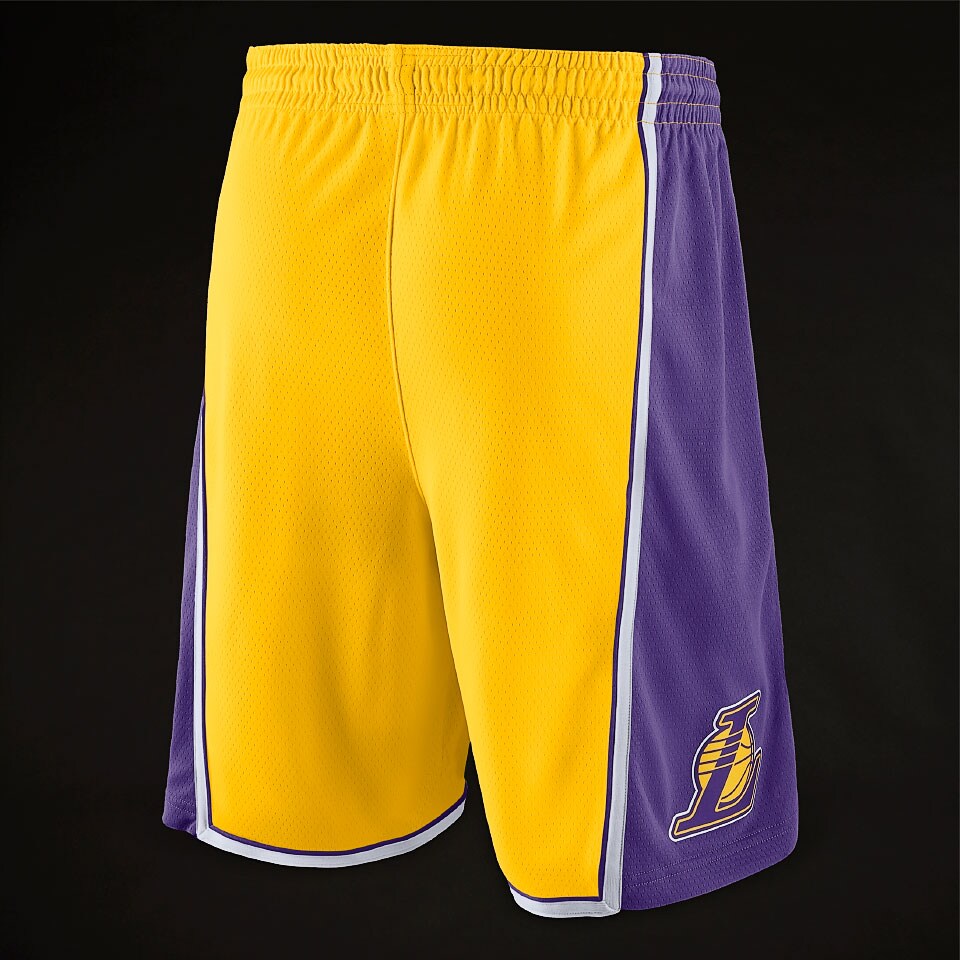 Nike NBA Los Angeles Lakers Association Swingman Shorts Yellow/Blue 86 -  KICKS CREW