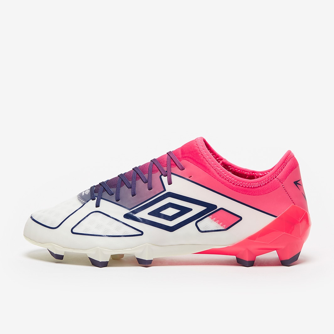 Umbro Velocita III Pro FG White/Eclipse/Lava Pink Mens Boots