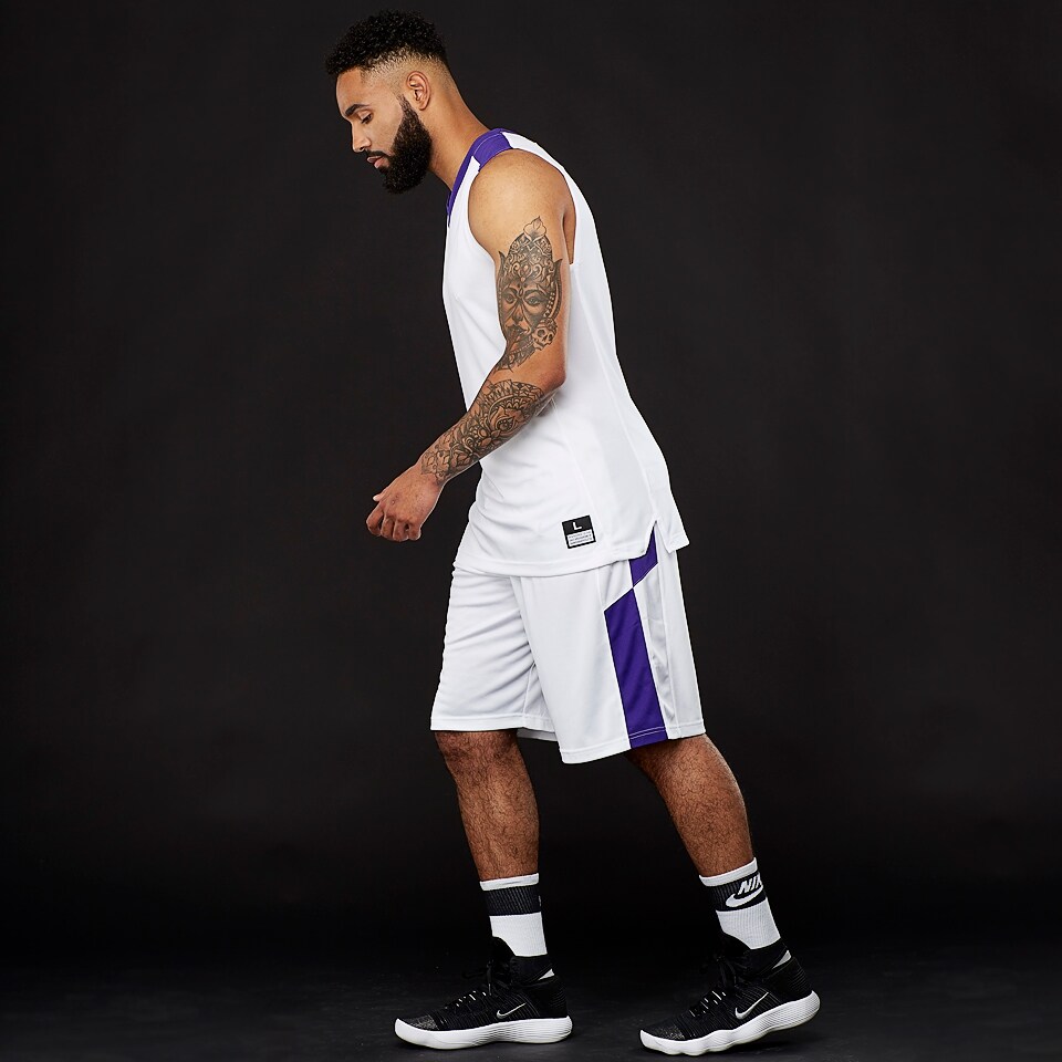 Nike Elite Shorts White/Purple Mens Basketball Teamwear 802326110
