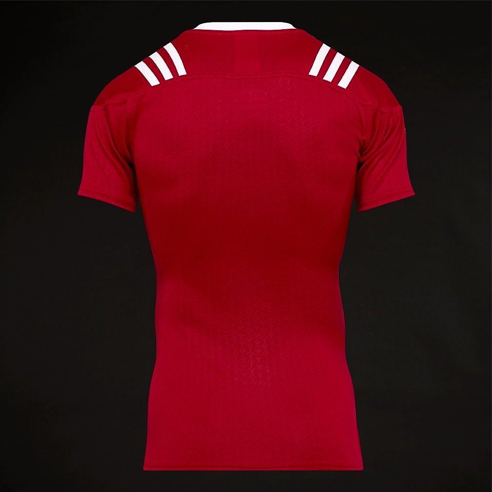 adidas 3 Stripes Fitted Jersey Power Red/White Mens Rugby Teamwwear