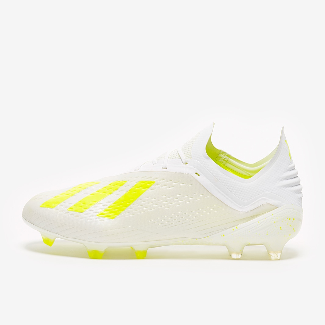 adidas X 18.1 FG - White/Solar Yellow Firm Ground - Mens Soccer Cleats
