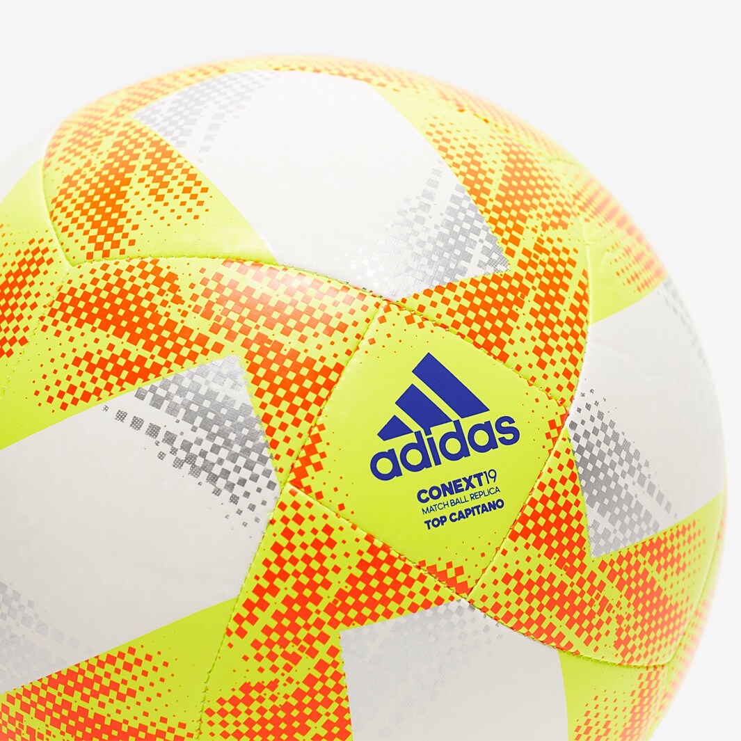 Balón de fútbol - adidas 19 Training Capitano - Entrenamiento - Blanco/Amarillo Solar/Azul/Plata Metalizado |