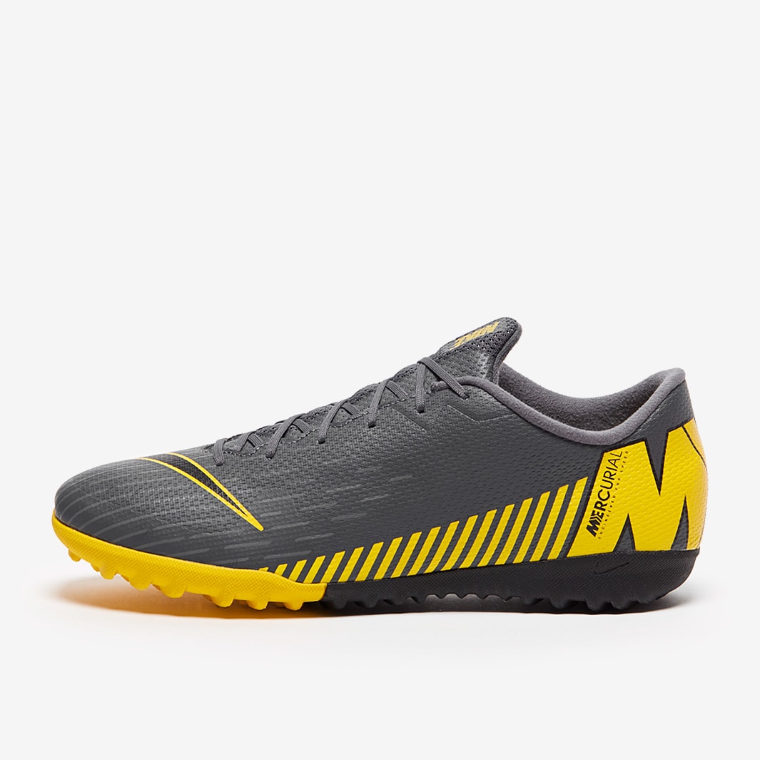 Nike Mercurial Vapor XII Academy TF Dark Grey Black Yellow Turf Trainer Mens Soccer Cleats