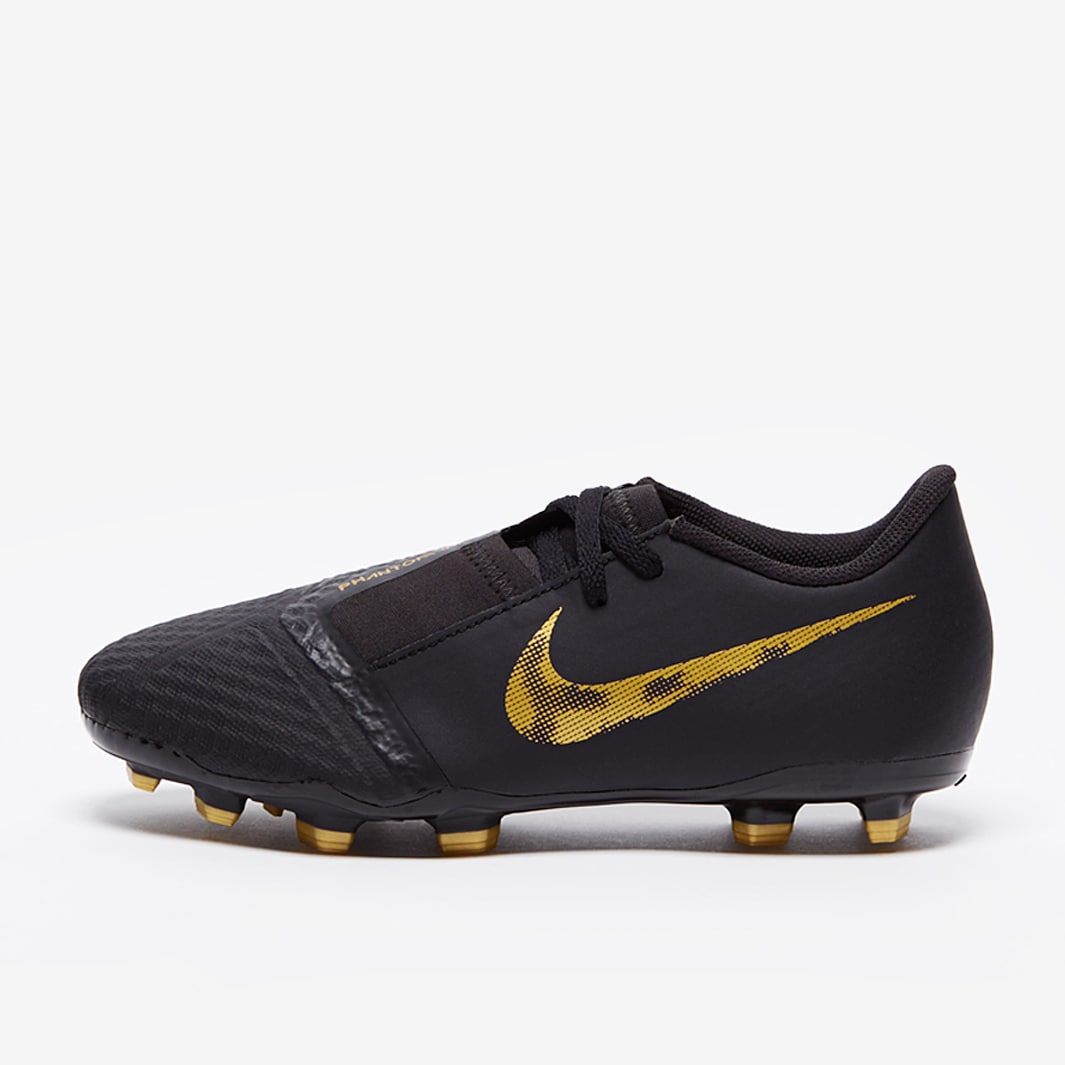 Nike Kids Phantom VNM Academy FG - Black/Metallic Gold - Firm