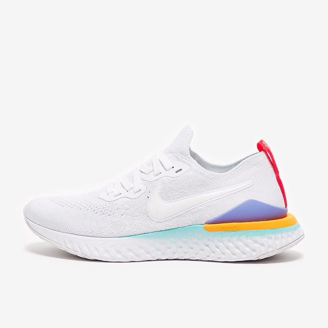 Epic react flyknit 2 shop white hyper jade ember glow