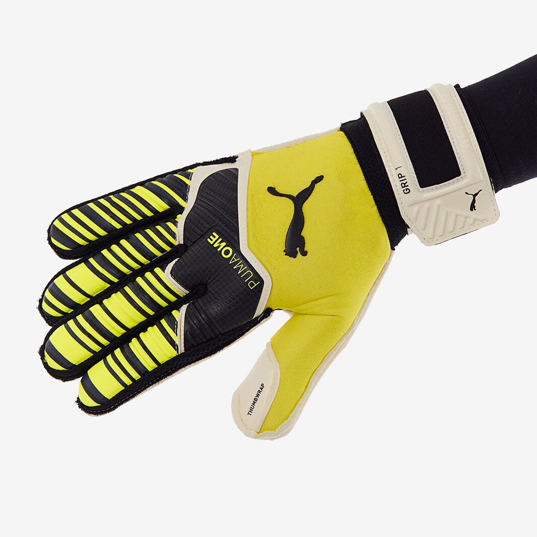 Puma One Grip 1 RC Mens GK Gloves Roll Finger Yellow Alert/Puma