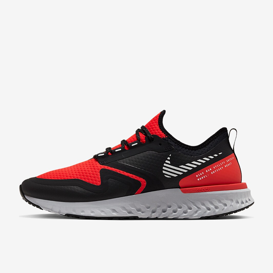 Nike Odyssey React 2 Shield Habanero Red Metallic Silver Black Mens Shoes Pro Direct Running