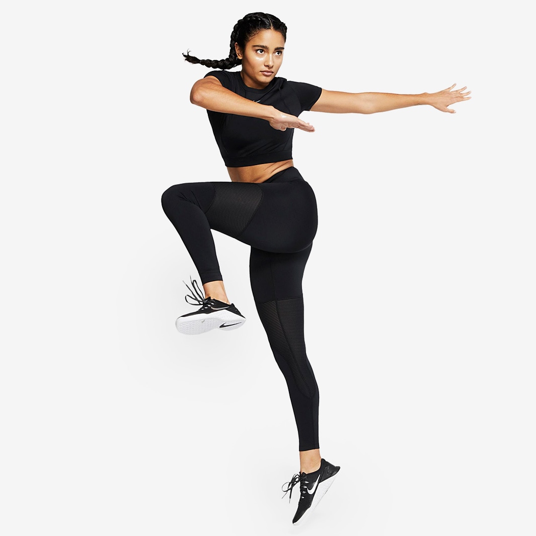 Nike Womens Pro AeroAdapt Tights - Black/Metallic Silver - Womens ...