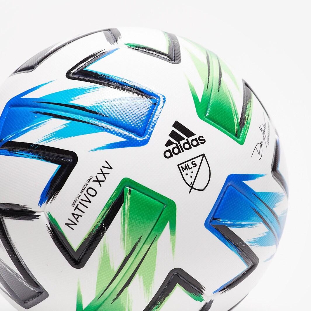 adidas MLS Nativo XXV Mini Soccer Ball White/Samba Blue/Solar