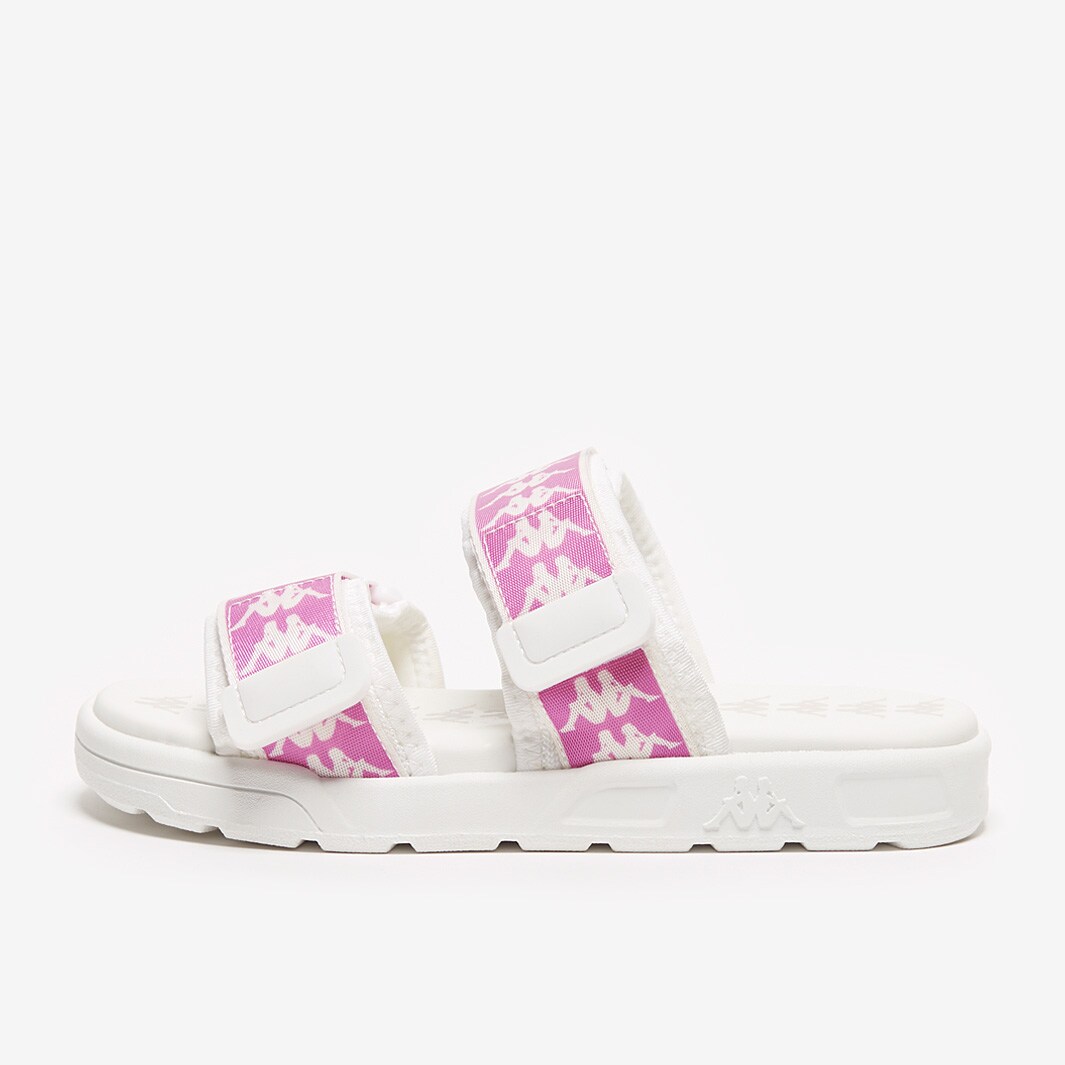 Pink and outlet white kappa slides