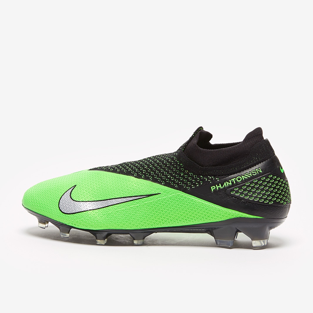 Nike Phantom Vision II Elite DF FG Black/Metallic Platinum/Green Strike - Firm - Soccer Cleats