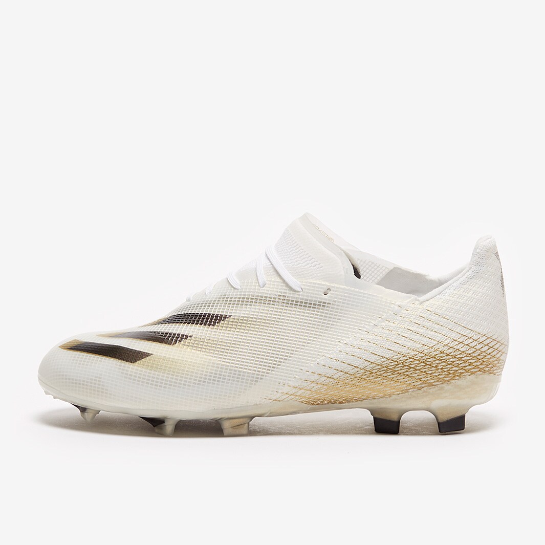 adidas Kids X Ghosted .1 FG - White/Core Black/Metallic Gold Melange - Firm Ground - Junior cleats
