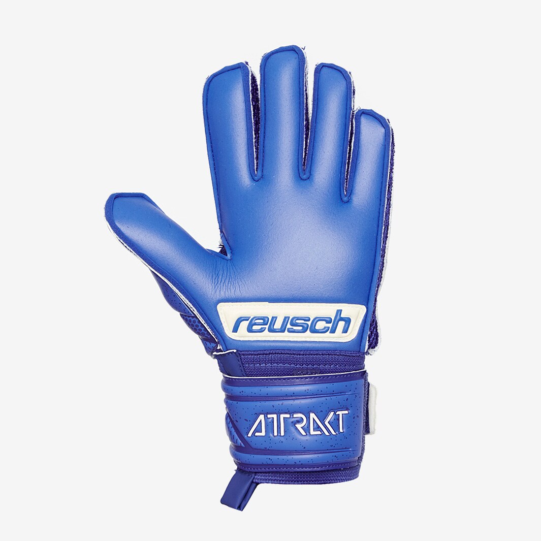 Reusch Kids Attrakt Silver Deep Blue/Deep Blue Junior Goalkeeper Gloves ProDirect Soccer