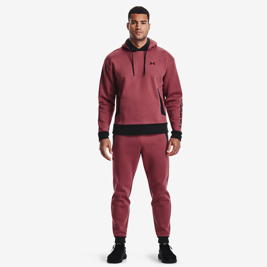 Under Armour Recover Fleece Hoodie Blur/Black Mens Clothing